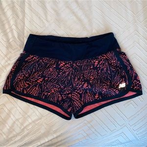 Blue and pink athletic shorts